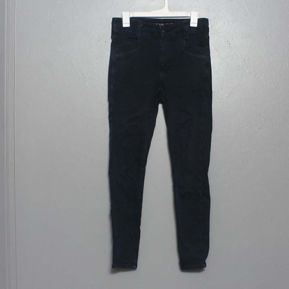 American Eagle super hi rise jegging dark navy stretch denim jeans